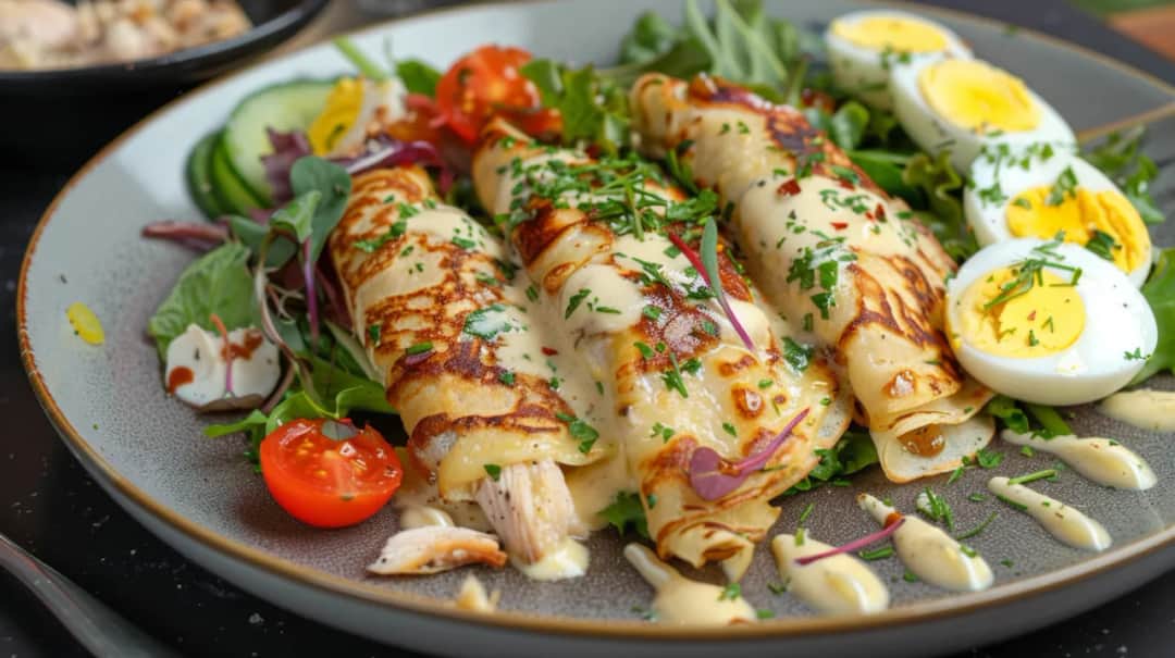 Naleśniki z kurczakiem i sosem czosnkowym: Pyszny obiad